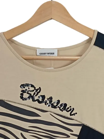 Gerry Weber Damen T-Shirt Animal Print Viskose Beige Gr. 40 L Kurzarm