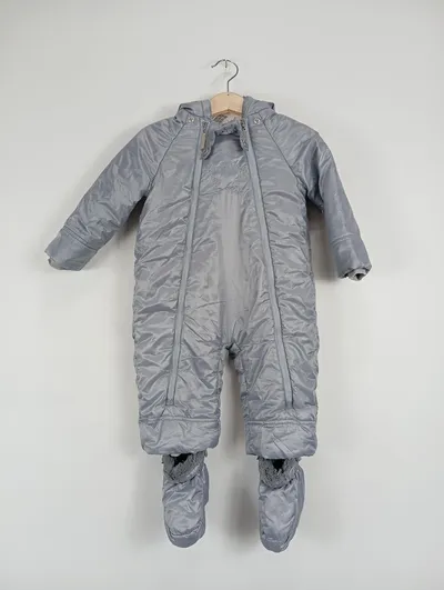 Bellybutton Kinder Schneeanzug Overall Gr. 74 Grau Gesteppt Kapuze Praktisch
