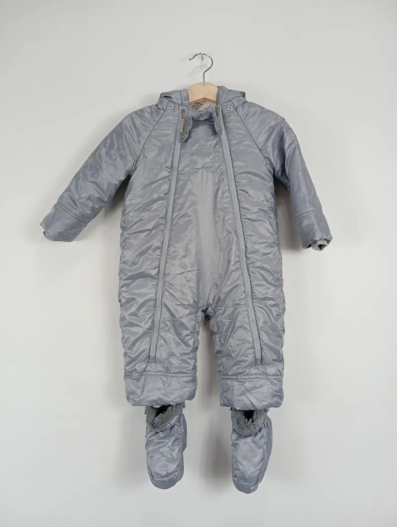 Bellybutton Kinder Schneeanzug Overall Gr. 74 Grau Gesteppt Kapuze Praktisch 2