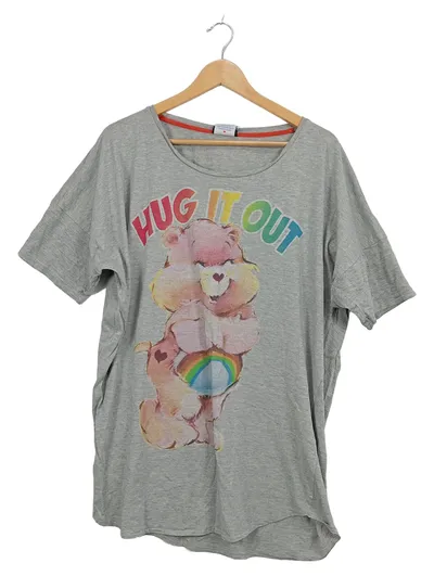 Topshop Care Bears T-Shirt Damen Gr. 44 Grau Hug It Out Retro