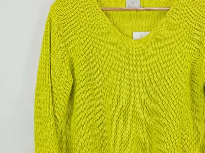 Kaffe Damen Strickpullover V-Ausschnitt Gelb Gr. 36/S Casual
