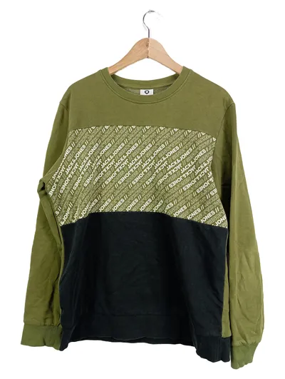 Jack & Jones Core Herren Pullover Gr. L Oliv Logo Print Sweatshirt