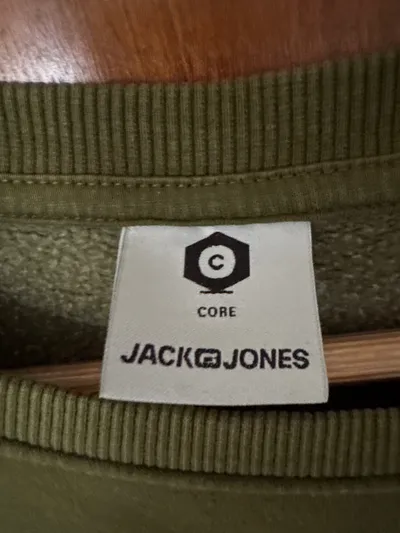 Jack & Jones Core Herren Pullover Gr. L Oliv Logo Print Sweatshirt
