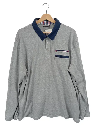 Catamaran Herren Langarm Poloshirt Gr. 50/L Grau Baumwolle