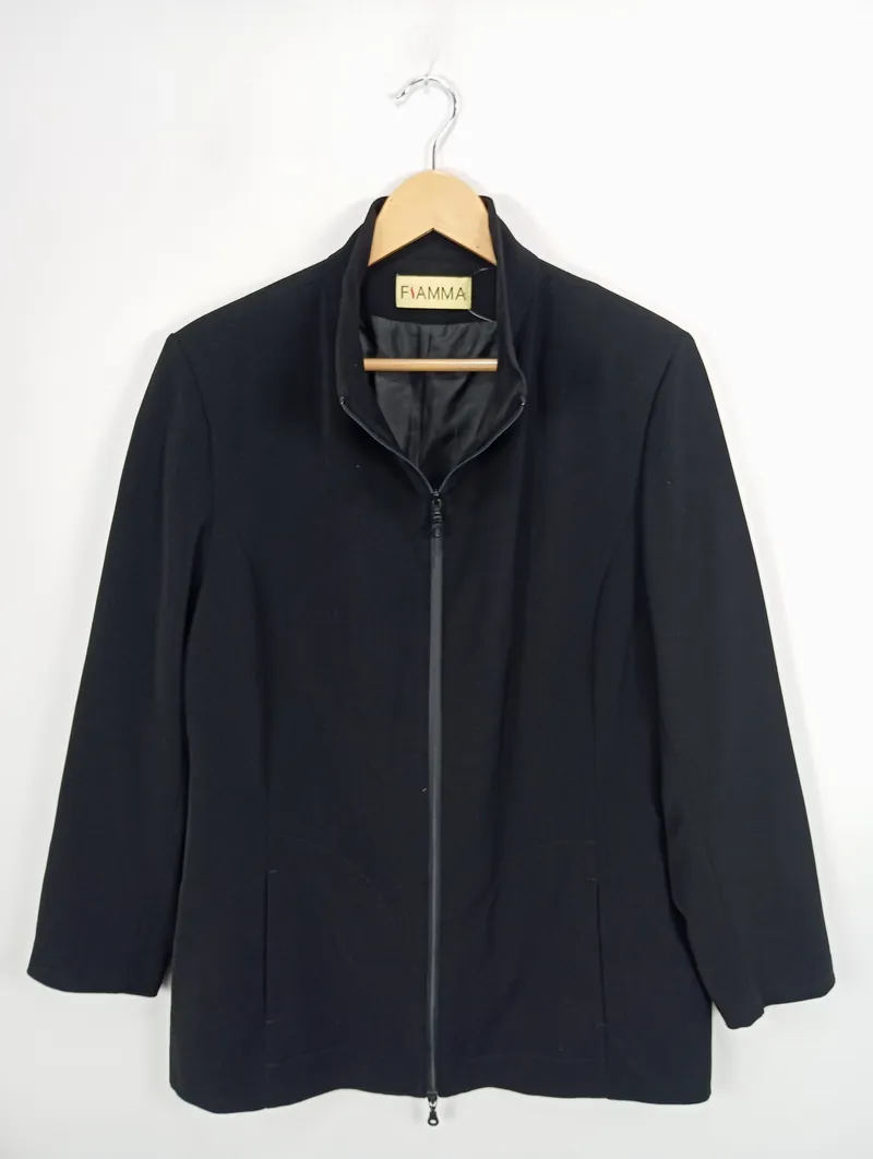 Fiamma Damen Winterjacke Klassisch Uni Schwarz 44/XXL Polyester 2