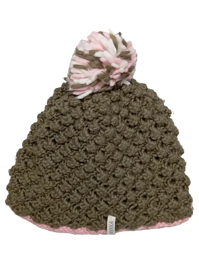 Brekka Damen Mütze mit Bommel Mehrfarbig Casual Strickmütze