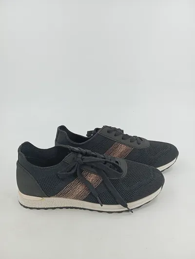 BOXX Damen Sneaker Sportschuhe Gr. 38 Schwarz Freizeit Mesh Metallic