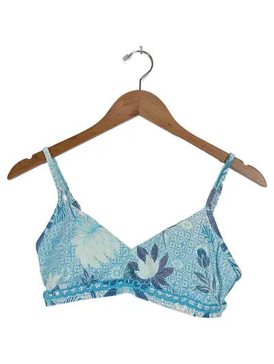 Seafolly Damen Bikini Blau Blumenmuster Gr. 38 M Maritim
