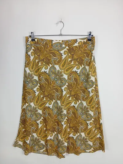 Fire & Glory Damen Rock Gr. 44 Paisley Muster Gelb Viskose Boho
