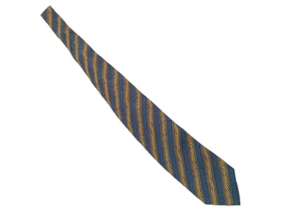 CANDA Herren Krawatte Business Polyester Blau Gelb Gemustert