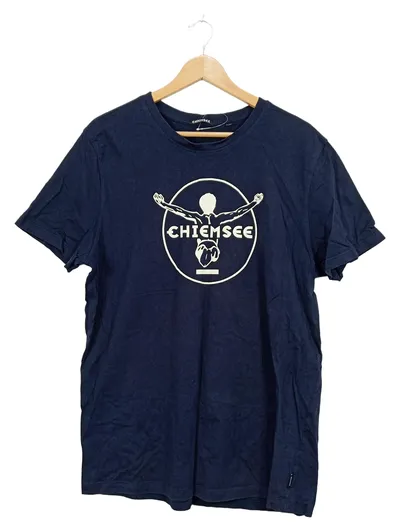 Chiemsee Herren T-Shirt Logo-Print Dunkelblau Gr. XL Baumwolle