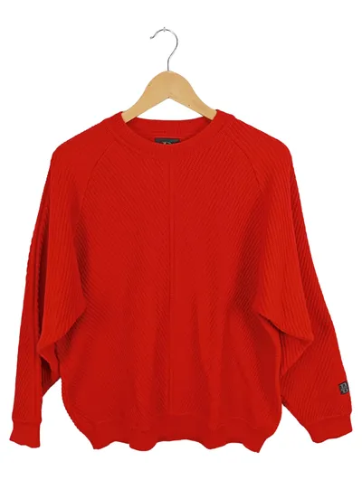 Baffo Herren Pullover Rot Strickpullover Gr. 52/XL Strukturmuster