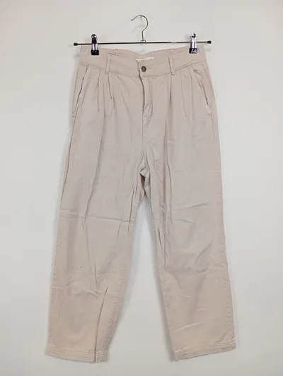 MNG Damen Stoffhose Gr. 38 Beige Casual Hose