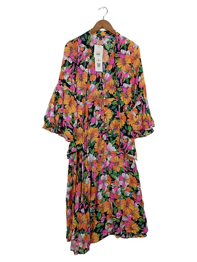 Topshop Damen Blusenkleid Blumenmuster Gr. 34 Casual Mehrfarbig