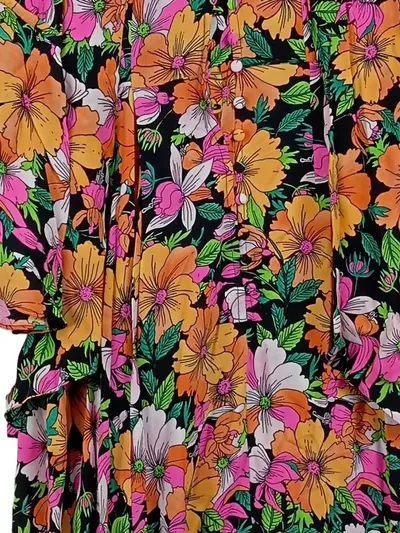 Topshop Damen Blusenkleid Blumenmuster Gr. 34 Casual Mehrfarbig