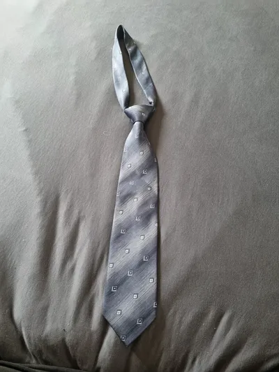 CANDA Herren Krawatte Blau Seide Business Geometrisch Muster Elegant