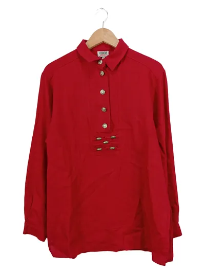 Country Line Damen Trachtenbluse Langarm Rot Gr. 36 Leinen Traditionell