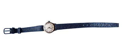 Diehl Damen Armbanduhr Vintage Blau Lederarmband compact