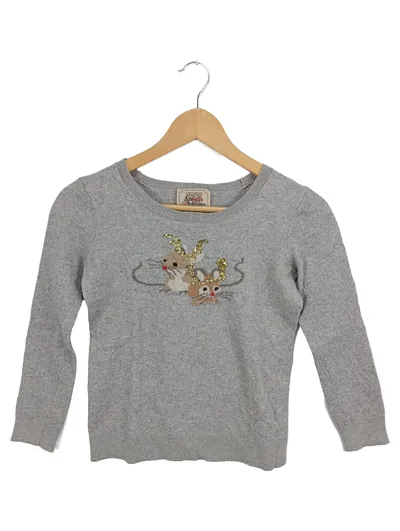 ARABELLA & ADDISON Damen Pullover Gr. 38/M Grau Weihnachtlich Rentier-Motiv