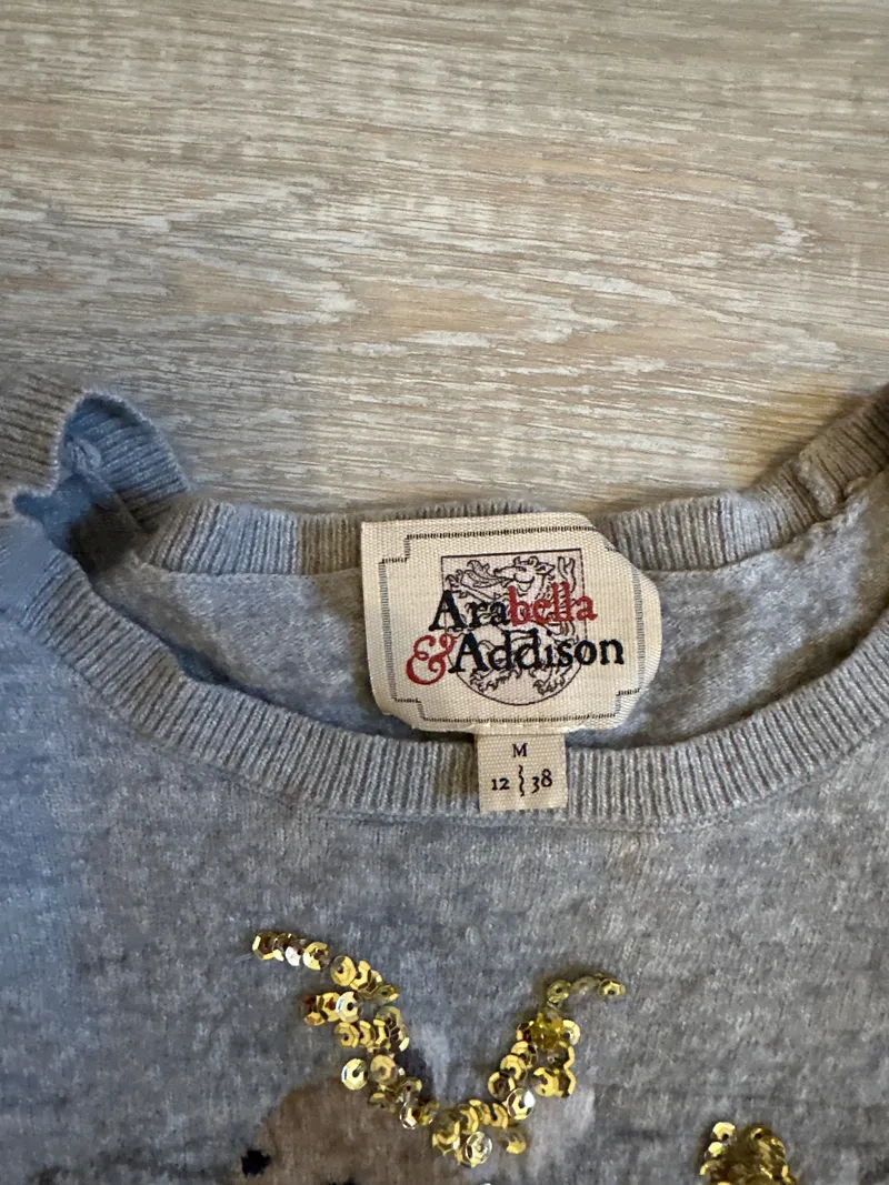 ARABELLA & ADDISON Damen Pullover Gr. 38/M Grau Weihnachtlich Rentier-Motiv 5