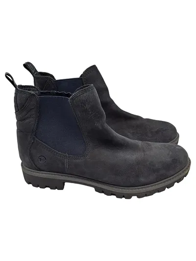 Tamaris Chelsea Boots Damen Gr. 40 Blau Leder Stiefelette Ankle Boot