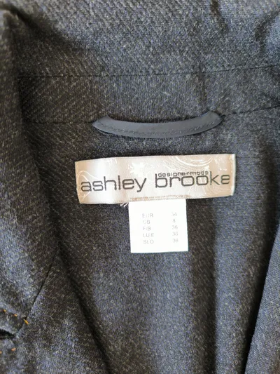 Ashley Brooke Damen Blazer Grau Gr. 34/XS Business Langarm Stickerei