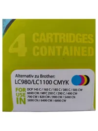 Brother LC980/LC1100 CMYK Tintenpatronen 4 Stück Mehrfarbig 3