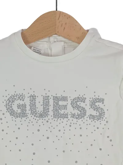 GUESS Kinder Langarmshirt Weiß 24 Monate (Gr. 92) Strasssteine Rüschen Charmant