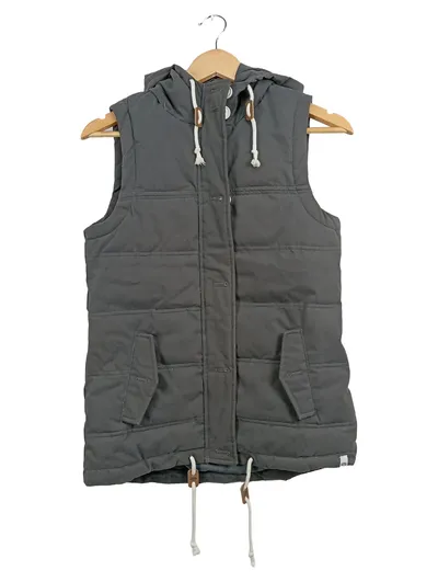 Animal Steppweste Damen Kapuze Grau Gr. 36/S Casual Baumwolle Nylon