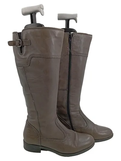 Varese Damen Leder Stiefel Gr. 38 Grau Klassisch Reißverschluss