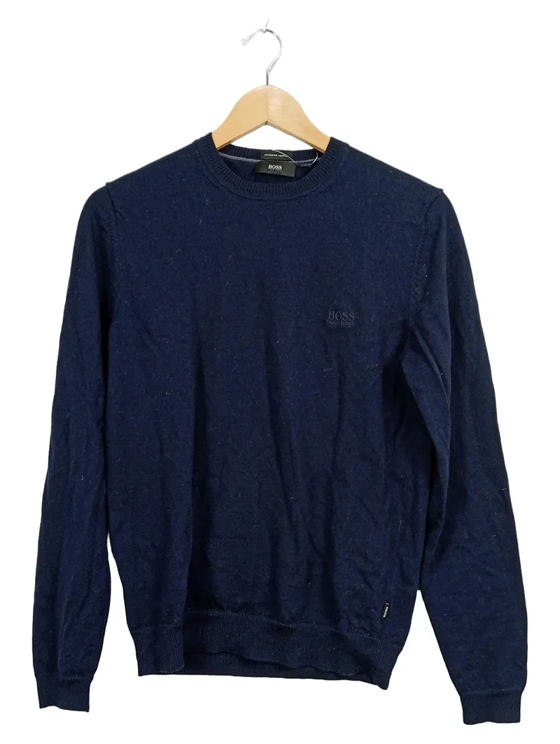 HUGO BOSS Herren Pullover Gr. M Extrafine Merino Wolle Dunkelblau 1