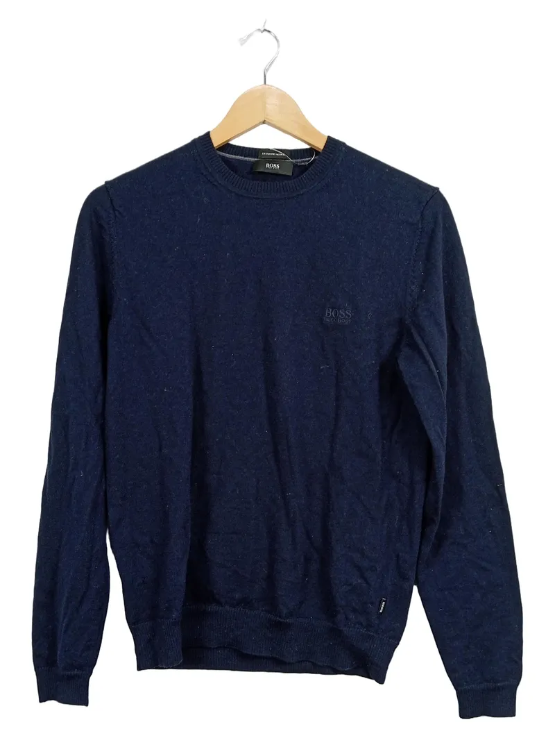 HUGO BOSS Herren Pullover Gr. M Extrafine Merino Wolle Dunkelblau 2