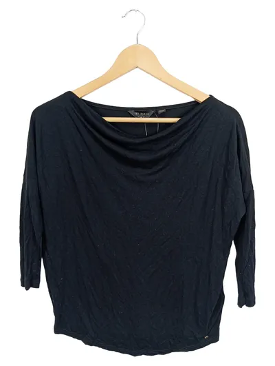 Ted Baker Damen Langarmshirt Schwarz Gr. UNI Casual Viskose