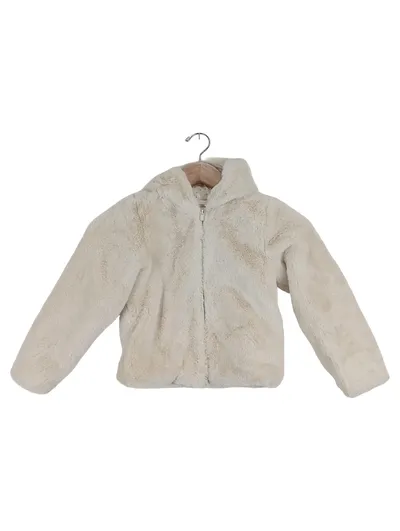 Okaidi Kunstfelljacke Kinder Mädchen Gr. 116 Beige Casual mit Kapuze