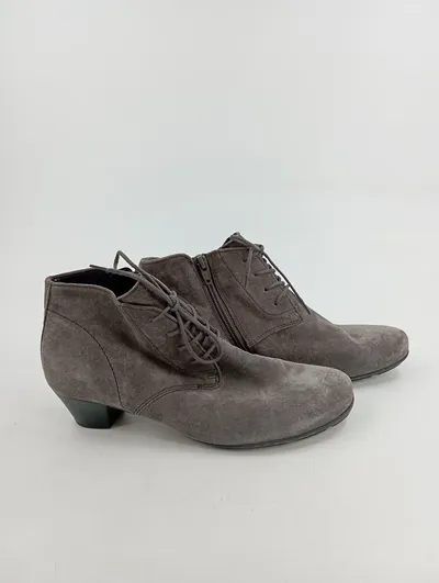 Gabor Damen Stiefeletten Gr. 39.5 Grau Casual Schnürung Reißverschluss