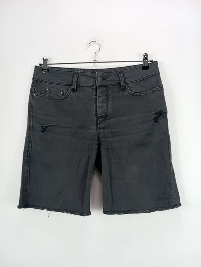 DRYKORN Damen Jeans Shorts Grau W29/38 Casual Fransen Cut-Outs Baumwolle