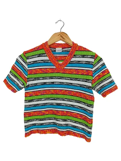 BOYCO Kinder Pullover Gr. 128 Mehrfarbig Gestreift Kurzarm