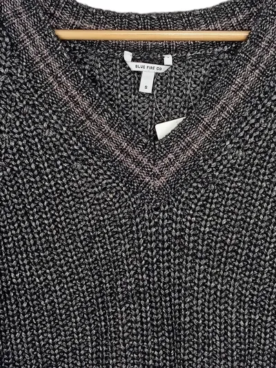 BLUE FIRE CO Damen Strickpullover V-Ausschnitt Gr. 36/S Mehrfarbig