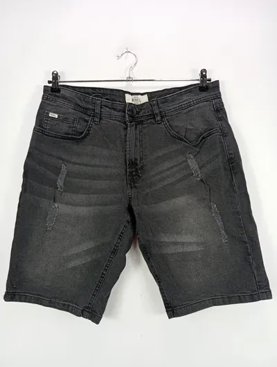 Redefined Rebel Herren Jeans Shorts L Grau Casual Distressed