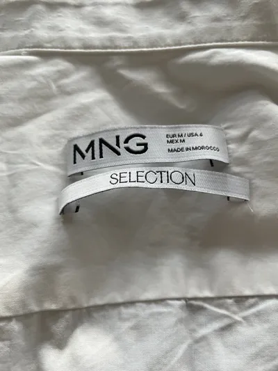 MNG Damen Hemdbluse Basic Weiß Gr. M Langarm 100% Baumwolle