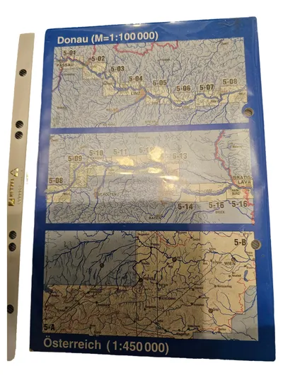 Donau Landkarte Österreich 1:100.000 Flusskarte Übersichtskarte 1:450.000