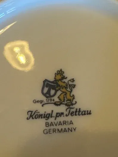 Königl. pr. Tettau Unterteller Porzellan Klassisch Uni Weiß 14cm