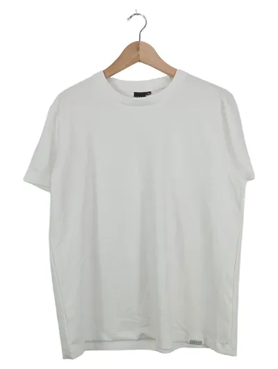 SUMWON Herren T-Shirt Gr. 48/M Weiß Kurzarm Casual Polyester Logo Ripp