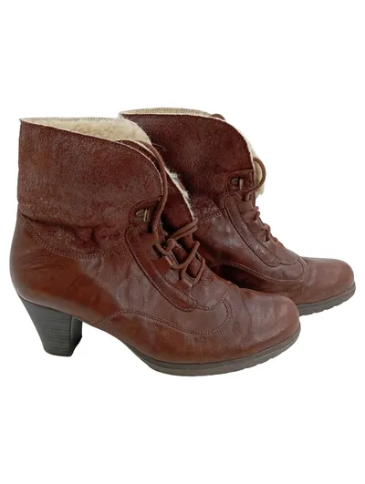 Gabor Damen Stiefelette Gr. 40 Braun Klassisch Schnürstiefelette Fellfutter