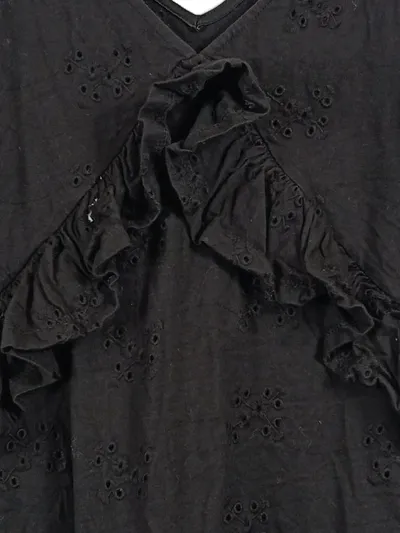 ASOS Damen Sommerkleid Minikleid Lochmuster Rüschen Schwarz Gr. 36 S