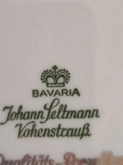 JOHANN SELTMANN VOHENSTRAUSS Essteller Vintage Weiß Porzellan 24.5cm Goldrand