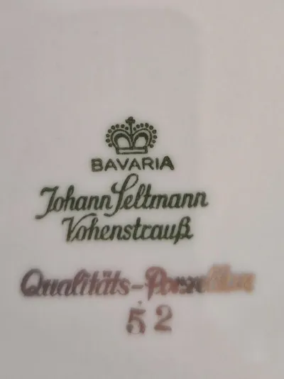 JOHANN SELTMANN VOHENSTRAUSS Essteller Porzellan Weiß Goldrand Klassisch 24.5cm