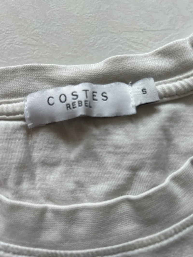 Costes Rebel T-Shirt Damen Gr. 36/S Beige Casual The Midnight Tour Perlen Nieten 2