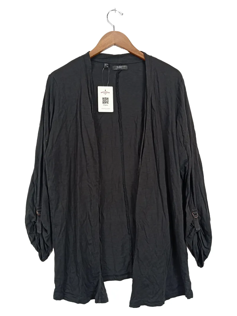 bonprix collection Strickjacke Damen 3/4 Arm Schwarz Gr. 44 XXL Baumwolle 1
