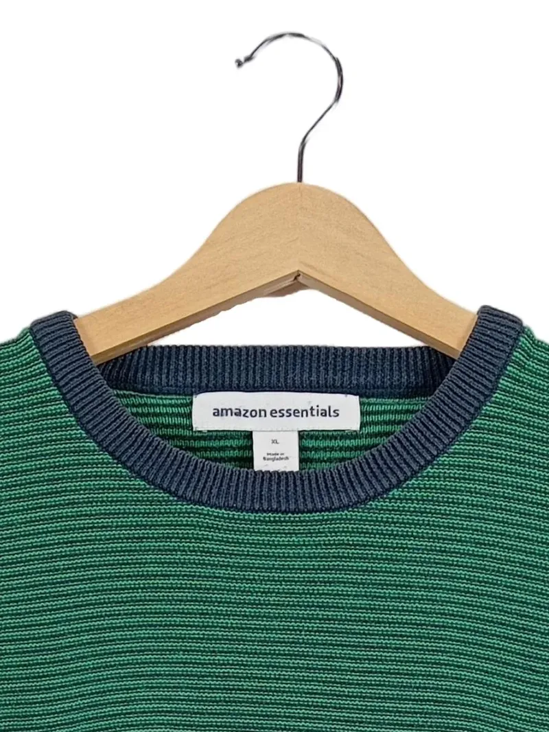 Amazon Essentials Herren Pullover gestreift Baumwolle Grün Gr. 52 XL 2